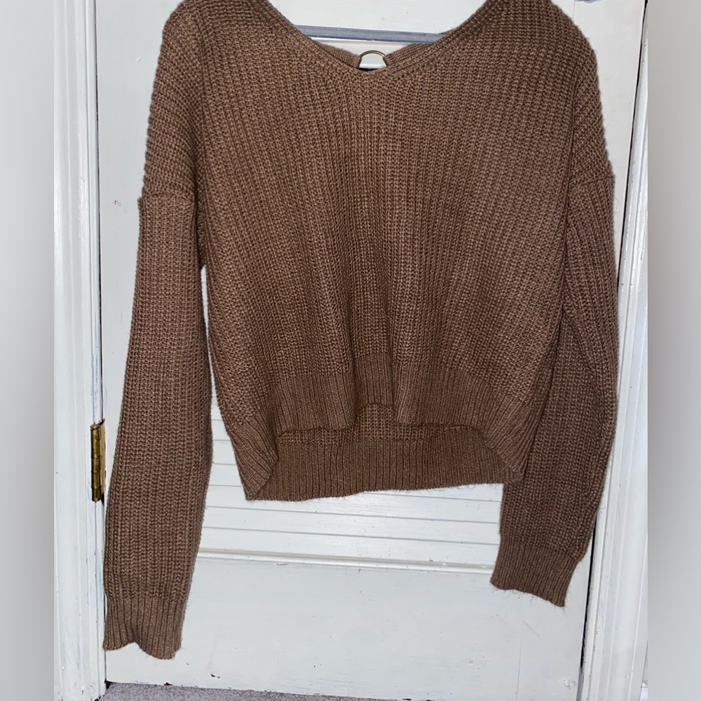 Brown knit sweater Crisscross back